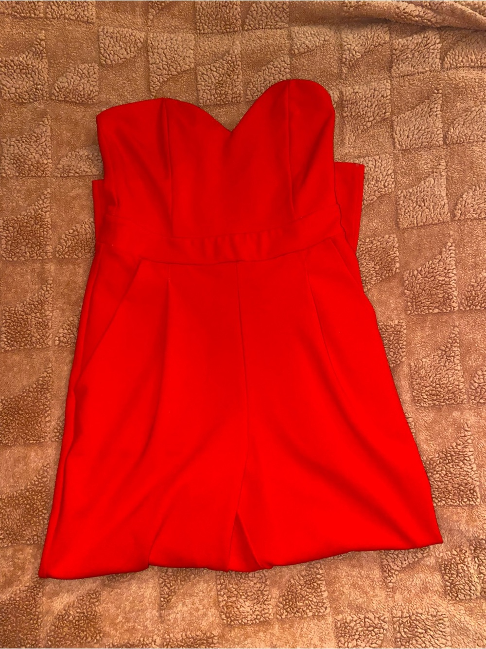 Express Strapless Red Romper